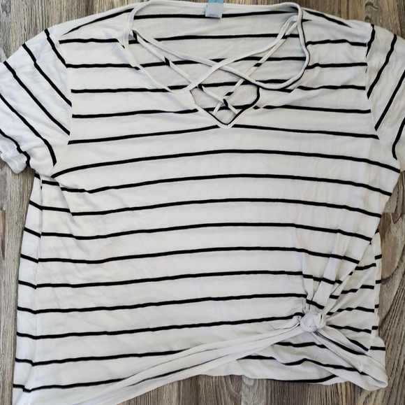 M. Fasis Tops - M.Fasis Striped Top Chris Cross Front Design 3x